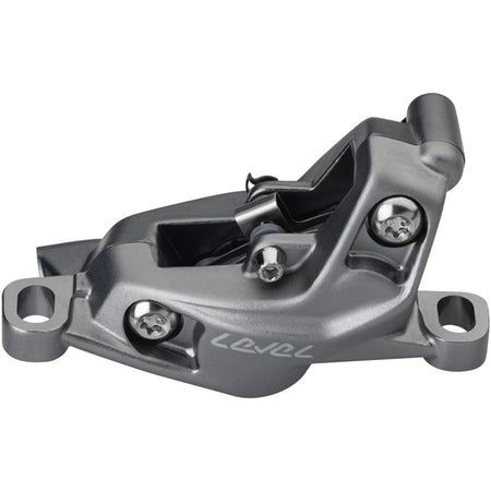 SRAM Level Stealth Series disc brake calipers, front and rear post mount, shown in black with mounting hardware.