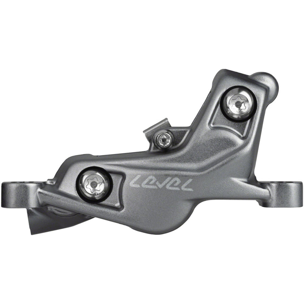 SRAM Level Stealth Series disc brake calipers for front or rear post mount, shown in black with mounting hardware.