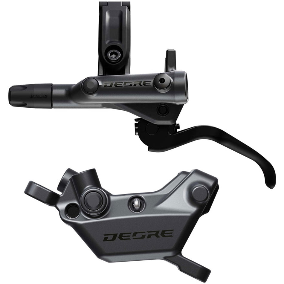 Shimano Deore BR-M6220 disc brake with BL-M6200 lever, hydraulic mountain bike brake set, shown in black with brake hose and lever.
