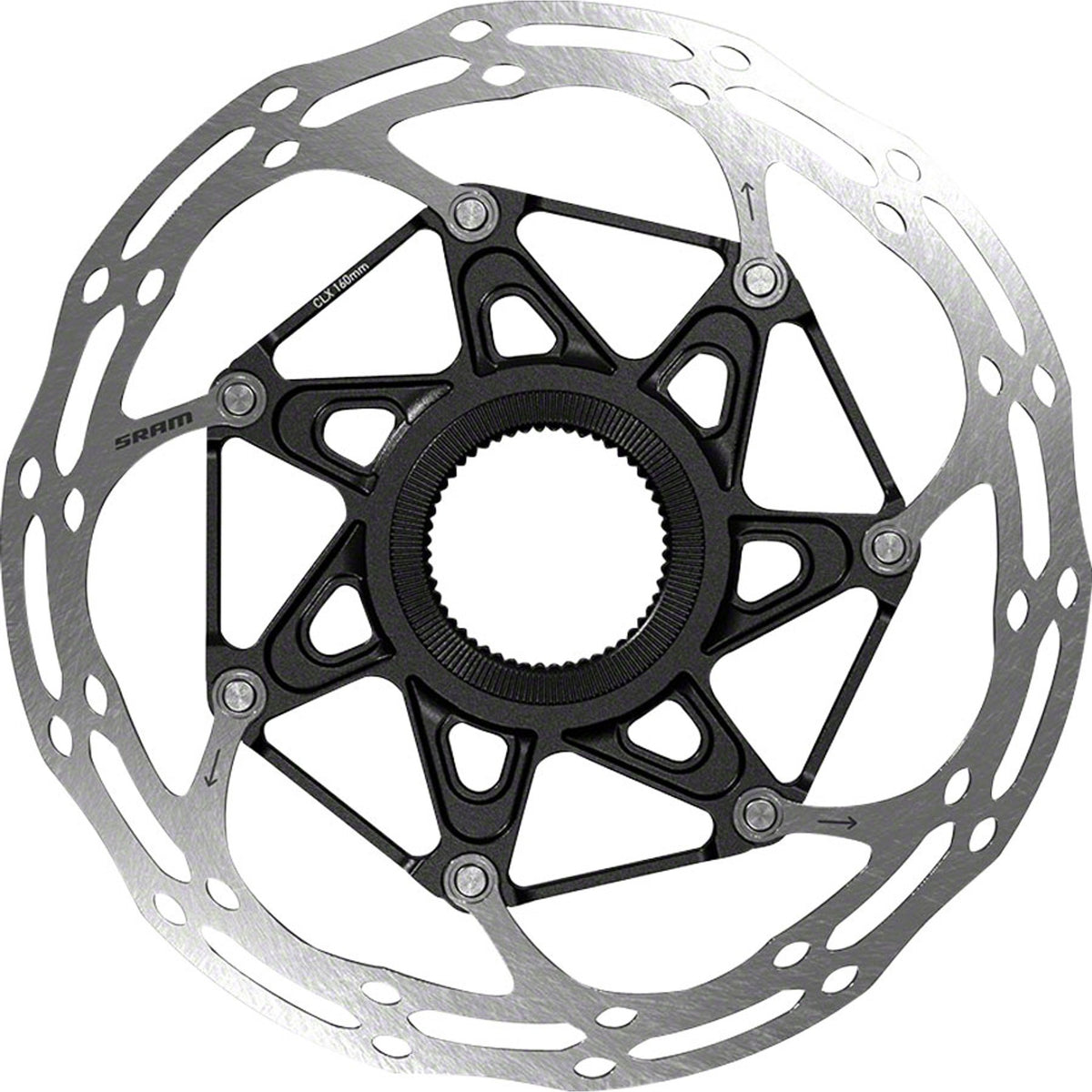 SRAM Centerline X center lock disc brake rotor, 1.85mm thickness, for mountain and road bikes, mounted on a bicycle wheel.