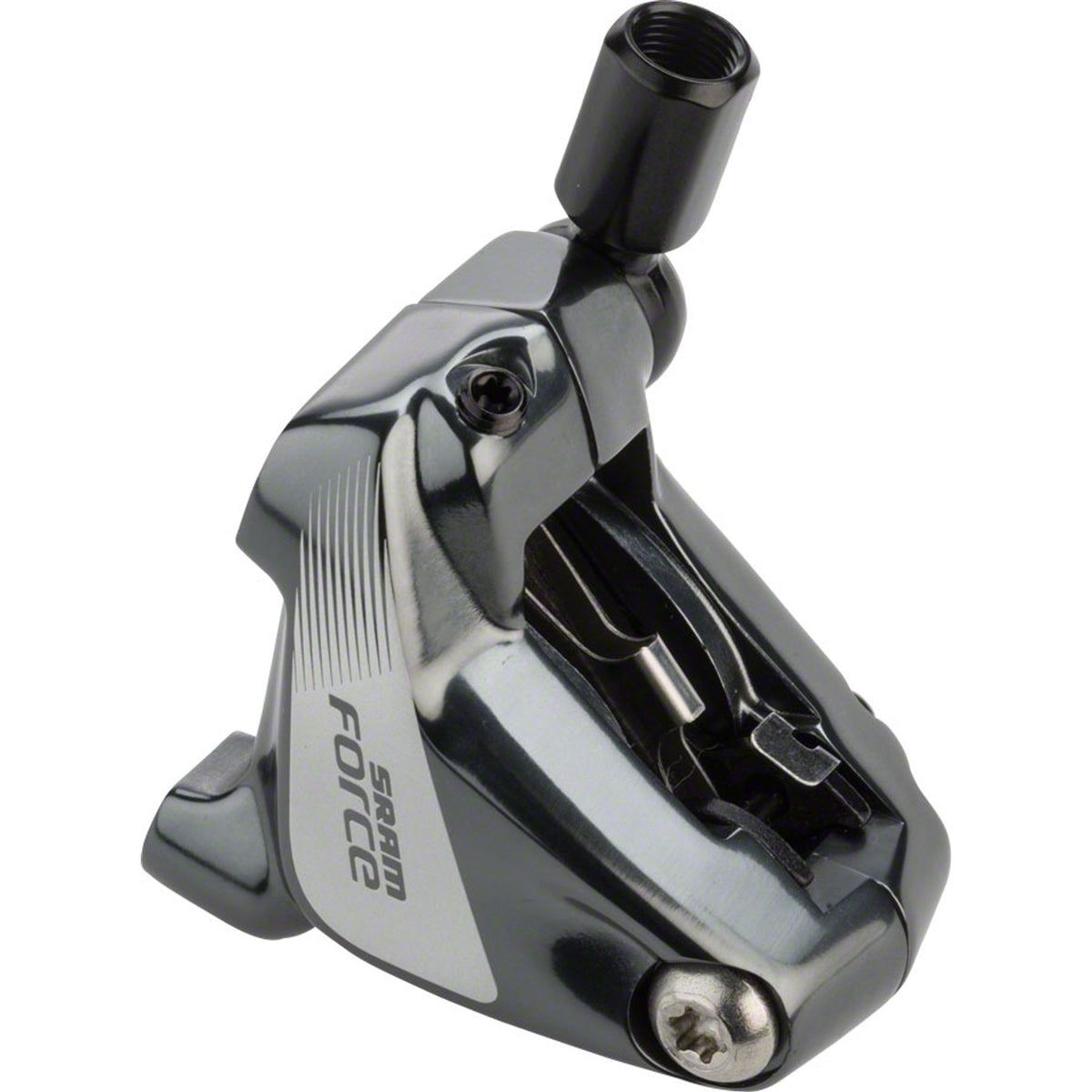 SRAM Force black brake calipers shown in the image, designed for high-performance road bike braking systems.