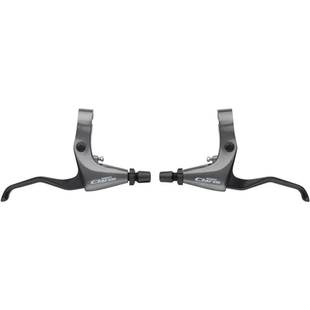 Shimano Claris BL-R2000 brake levers mounted on a bicycle handlebar, showing ergonomic design and lever details.