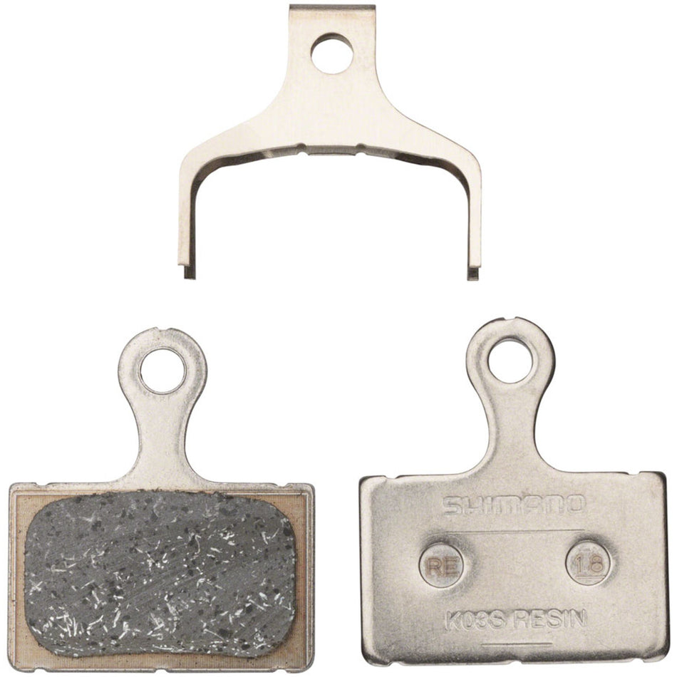 Shimano K05S-RX disc brake pads for bike braking system, showing the brake pad components and packaging.