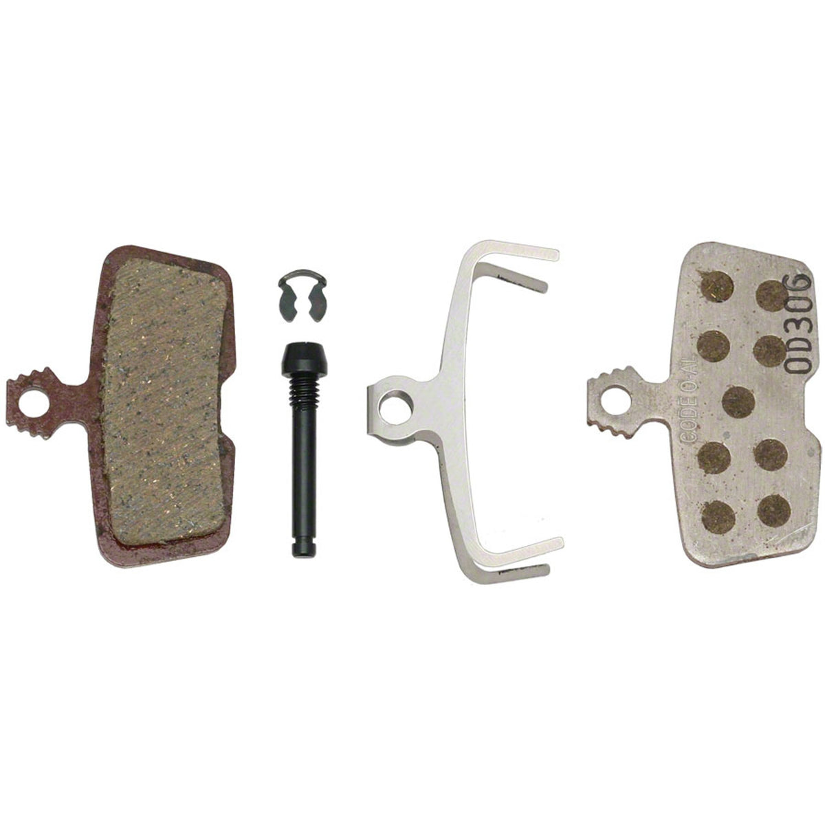 SRAM Code disc brake pads for Code, Code R, Code RSC, and Guide RE mountain bike brake systems, showing the brake pad set.