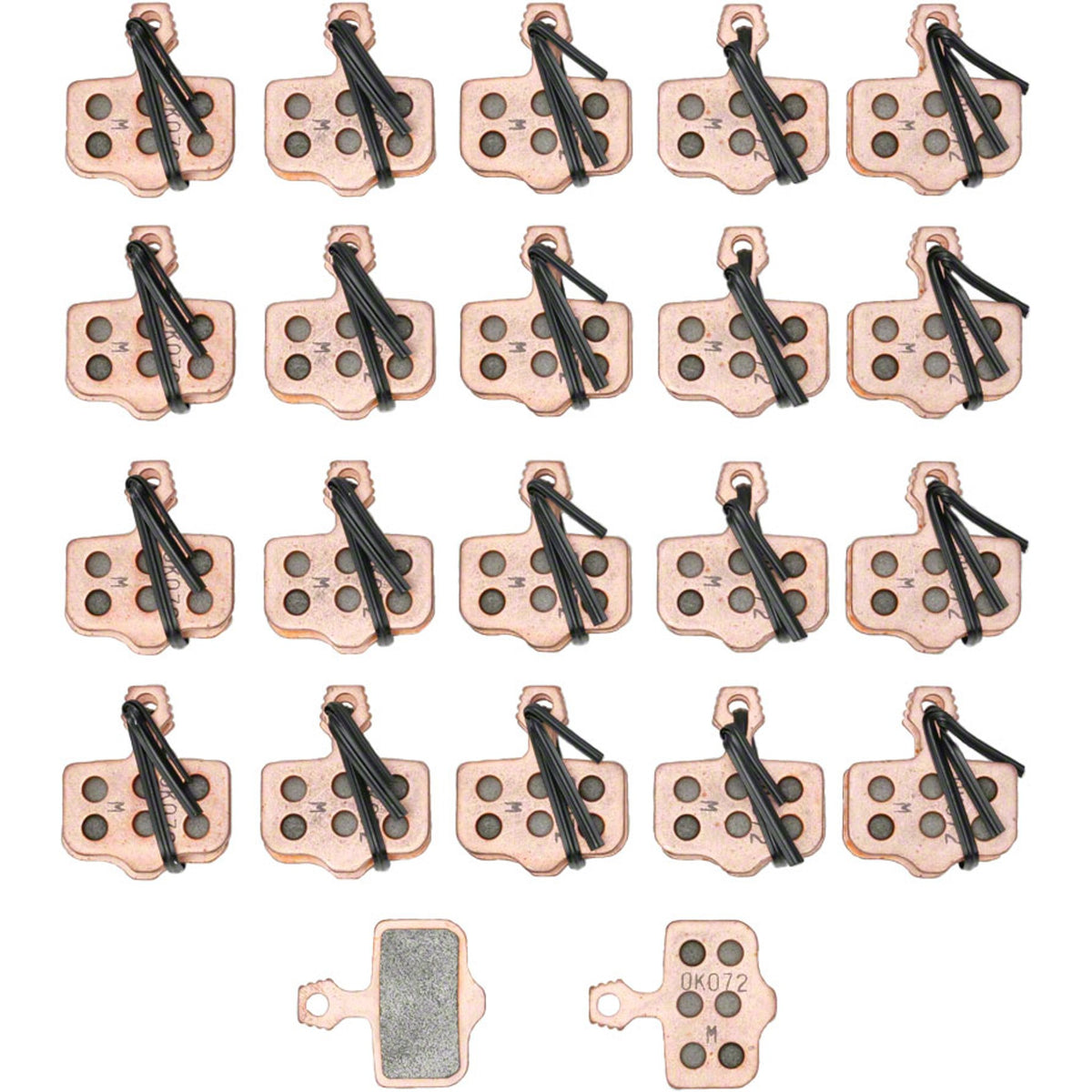 SRAM Level and Elixir disc brake pads for 2-piece road bike brakes, showing the brake pad components and packaging.