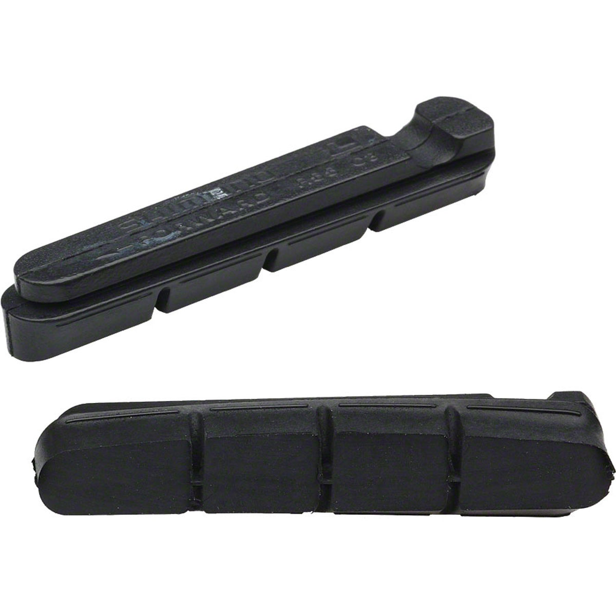 Shimano replacement brake pads for road bike brake shoes, shown in the image with multiple pad sets and hardware for easy installation.