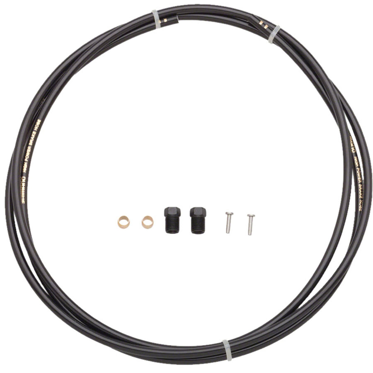 Shimano SM-BH90 disc brake hose and hose kit with black hydraulic brake cable and fittings for mountain bike braking system.