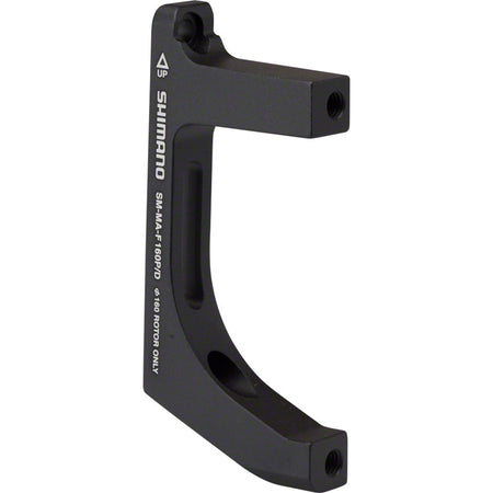 Shimano disc brake adapter for bike brake parts and accessories, shown in black with mounting holes.