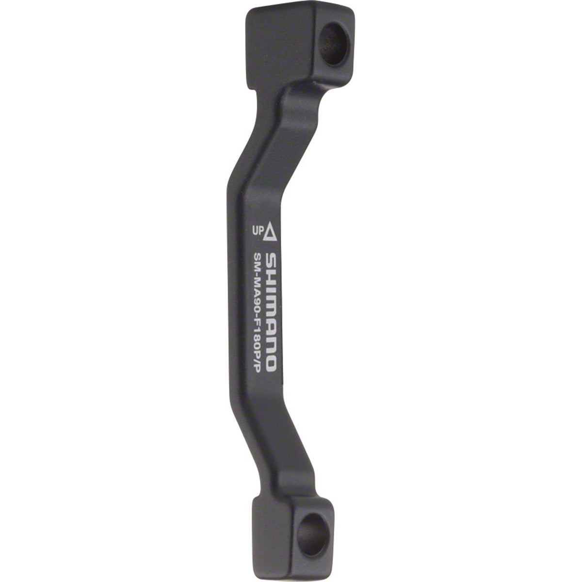 Shimano disc brake adapter for bike brake system, mounted on the brake caliper, showcasing compatibility with Shimano brake parts.