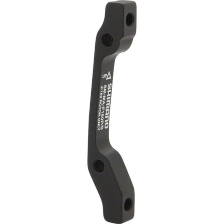 Shimano disc brake adapter for bike brake system, showing metal mounting bracket and attachment points for brake calipers.