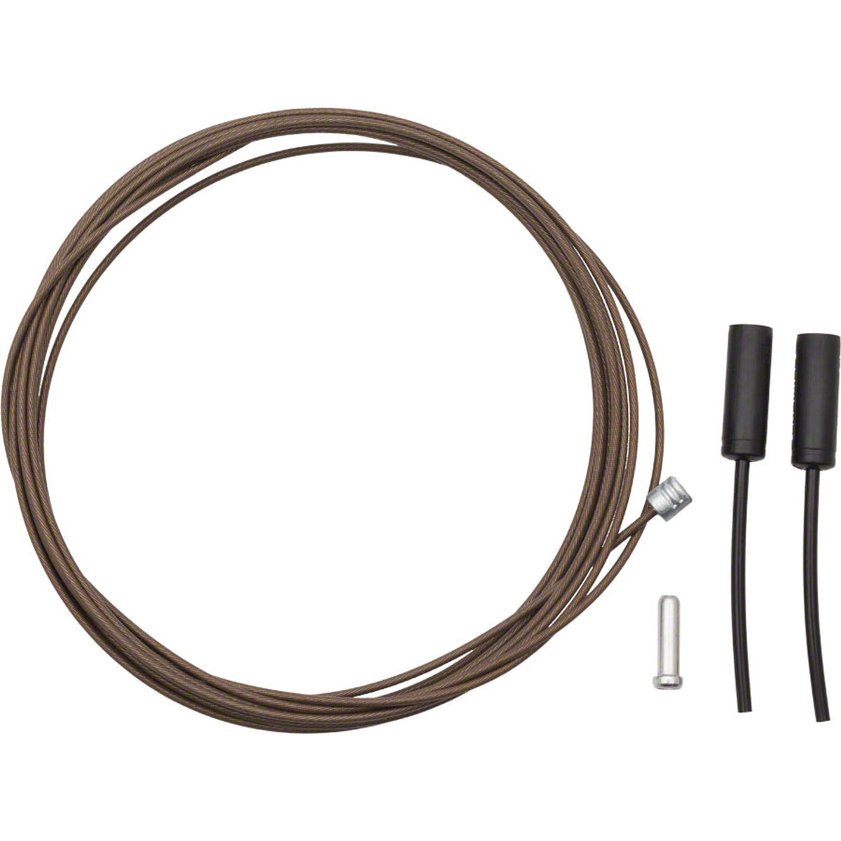 Shimano polymer-coated derailleur shift cables with housing, designed for smooth gear shifting on bicycles.
