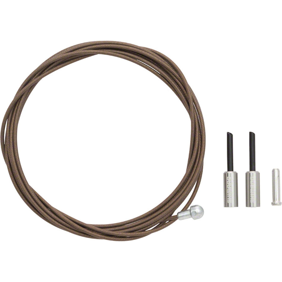 Shimano Dura-Ace & Ultegra polymer coated brake cables for road bikes, showing the flexible cable and protective coating.