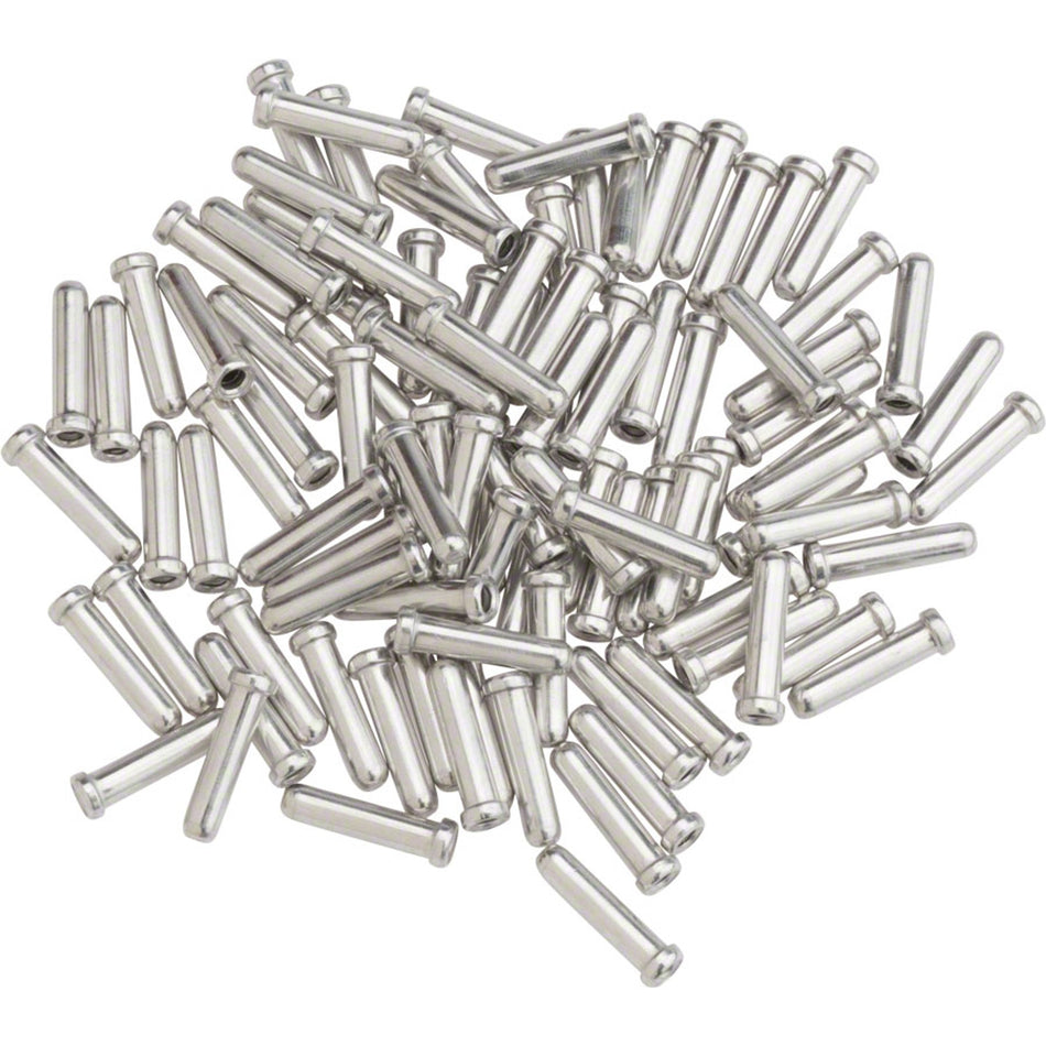 Shimano cable end crimps and ferrules for secure cable terminations, shown in a close-up image.