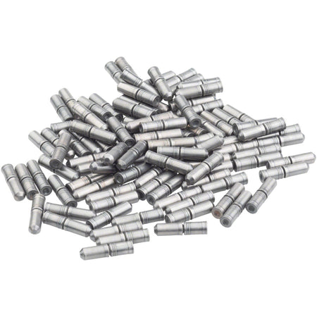 Shimano chain links and pins for bike chains, showing metal components and detailed close-up of the parts.