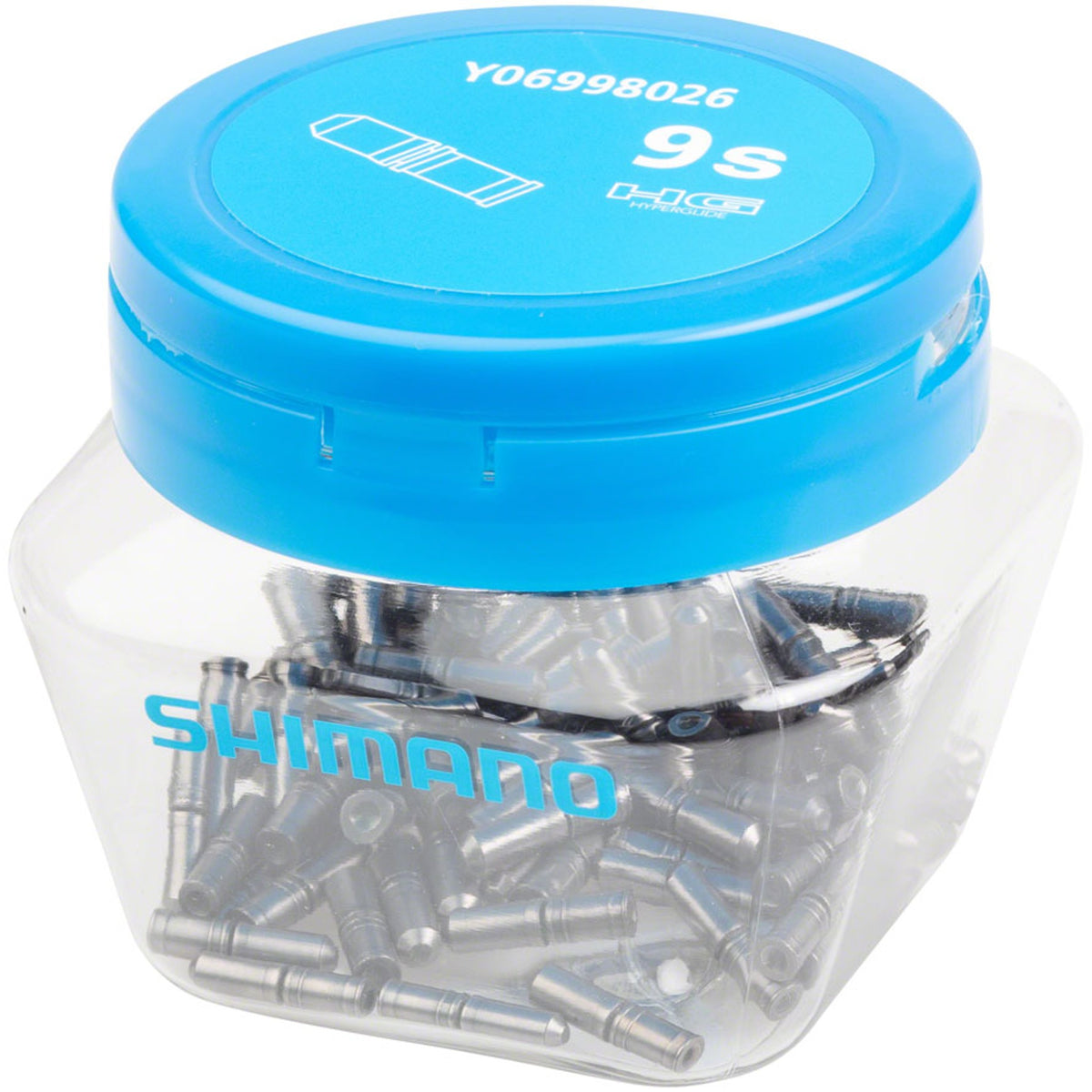 Shimano chain links and pins for bicycle chains, close-up of metal connectors and pins for chain repair or replacement.
