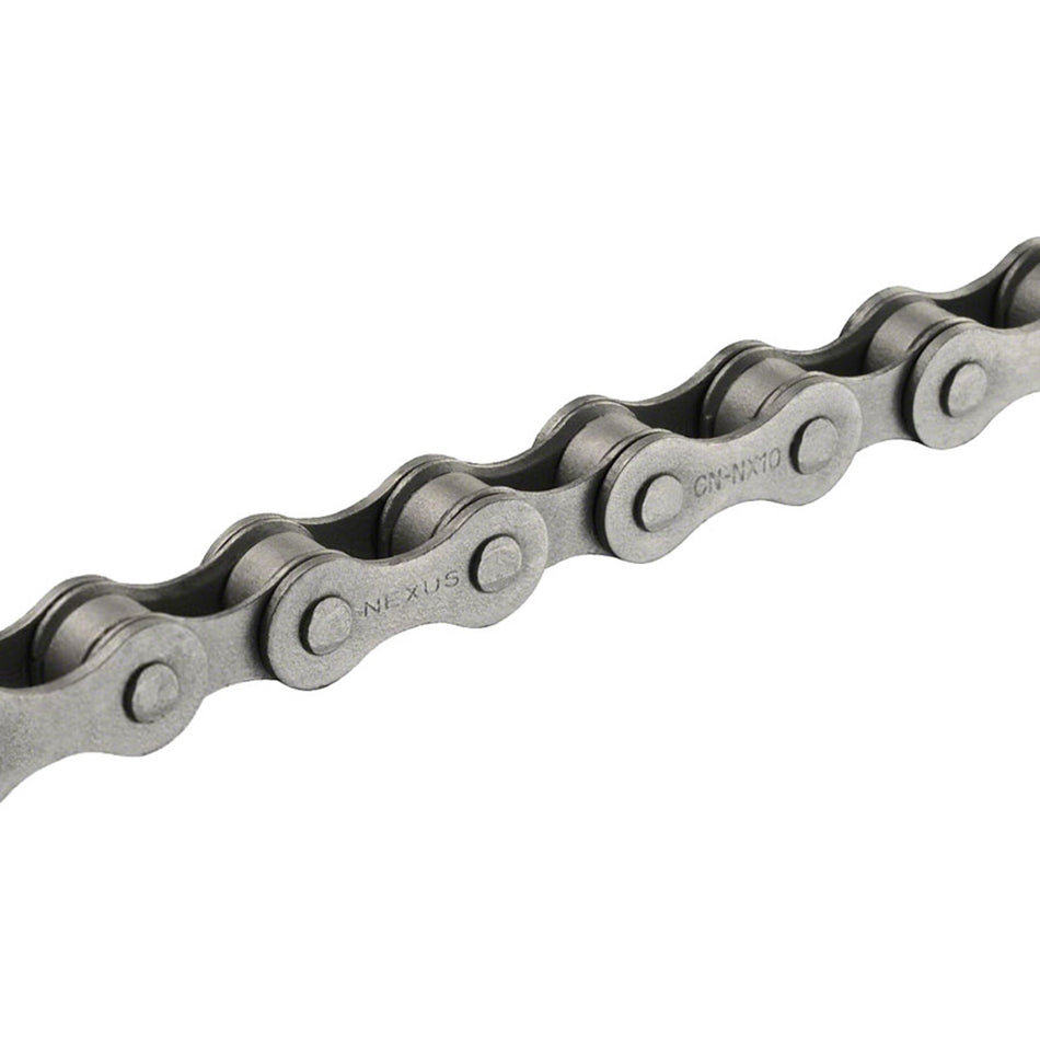 Shimano Nexus C3000 CN-NX10 single speed chain for bicycles, showing a close-up of the black bike chain on a white background.