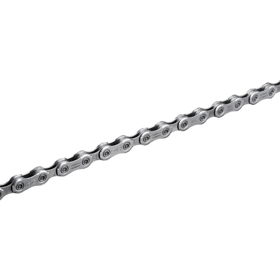 Shimano Deore XT CN-M8100 mountain bike chain with durable links and quick link design, suitable for off-road cycling.