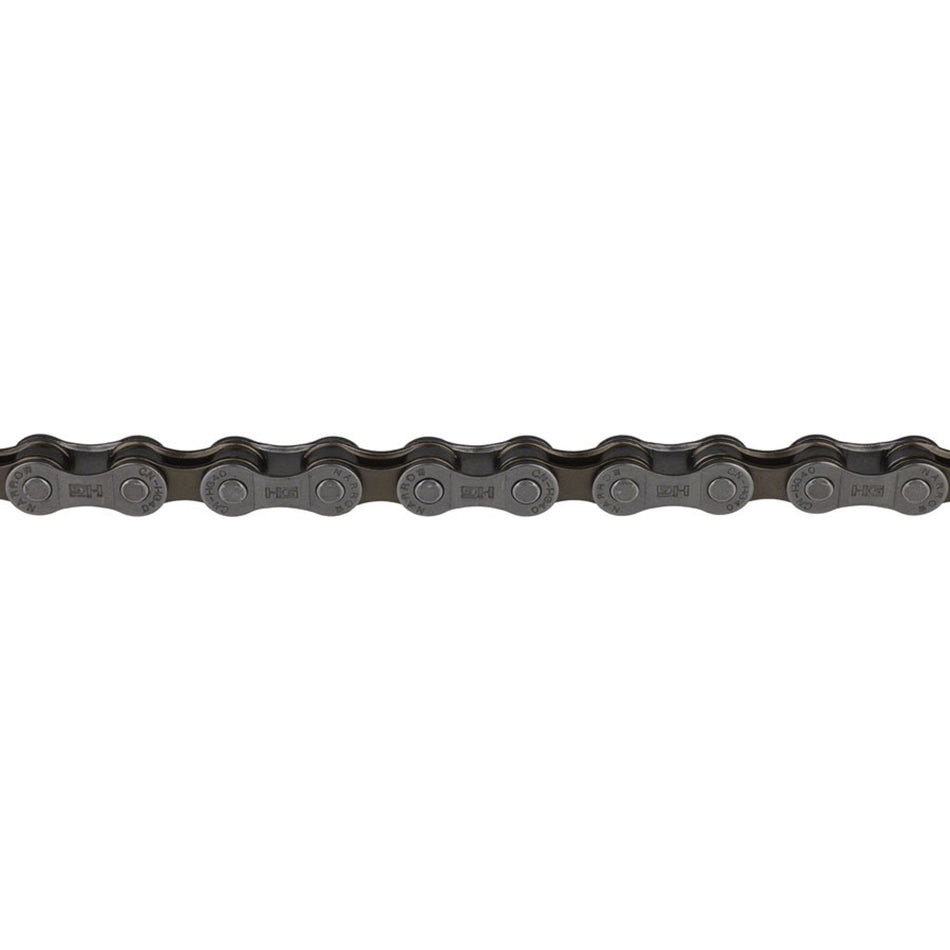 Shimano Tourney CN-HG40 bike chain for 6, 7, 8-speed Hyperdrive SIS drivetrains, shown in a close-up view.
