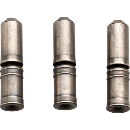 Shimano chain links and pins for bike chains, showing metal components and link connections for secure gear shifting.