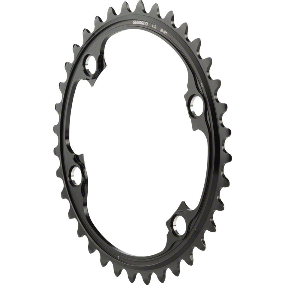 Shimano Dura-Ace R9100 11-speed chainrings and spider for high-performance road bike gearing, shown in close-up detail.