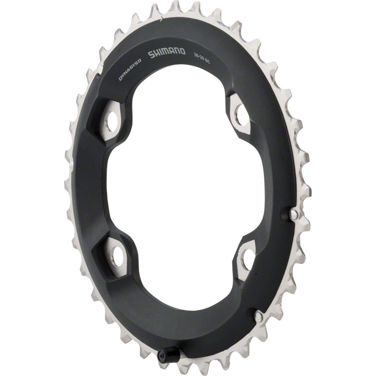 Shimano SLX M7000 11-speed chainring for mountain bike cranksets, showing black metal gear with teeth and mounting holes.
