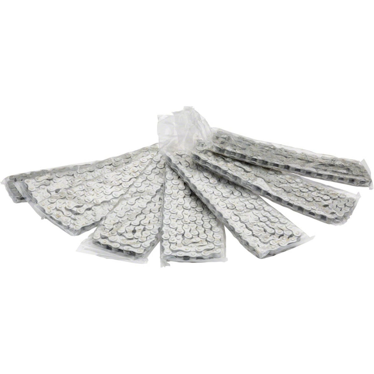 Shimano CN-NX10 bulk chain for bicycles, showing closely linked metal chain segments on a plain background.