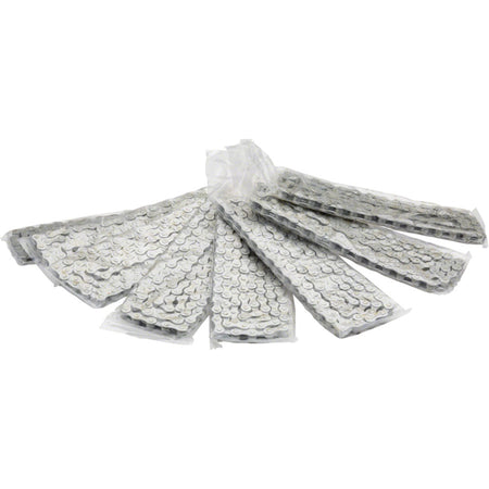 Shimano CN-NX10 bulk chain for bicycles, showing closely linked metal chain segments on a plain background.