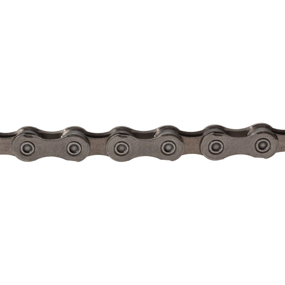 Shimano Deore XT CN-HG701-11 bike chain with asymmetric plate design for smooth 11-speed shifting performance.