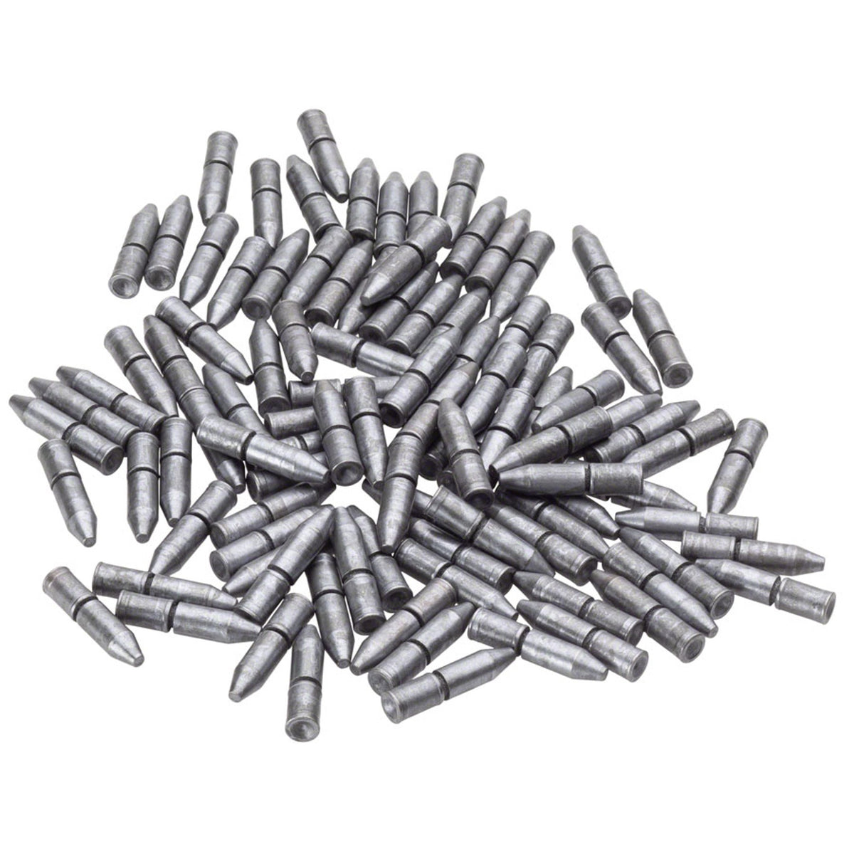 Shimano chain links and pins for bicycle chains, close-up of metal connectors and pins on a black background.