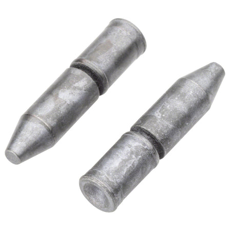 Shimano chain links and pins for bicycle chains, close-up of metal connecting links and pins on a silver chain.