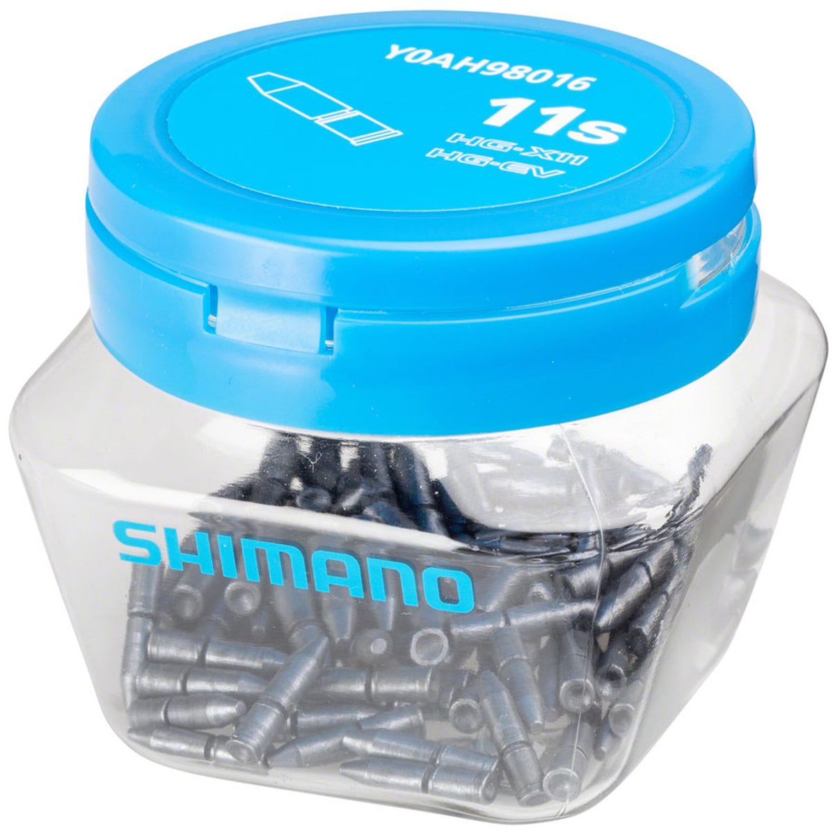Shimano chain links and pins for bicycle chains, showing metal components and links in a close-up image.