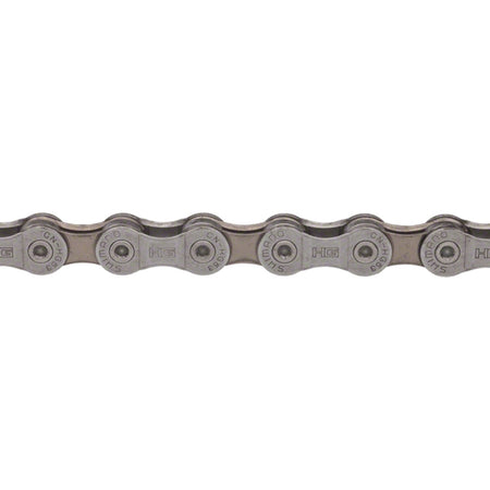 Shimano CN-HG53 9-speed bike chain shown on a white background, highlighting durability and compatibility with 9-speed gear systems.