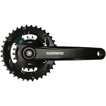 Shimano FC-M315 crankset with black crank arms and chainring, bicycle component for mountain or road bikes.