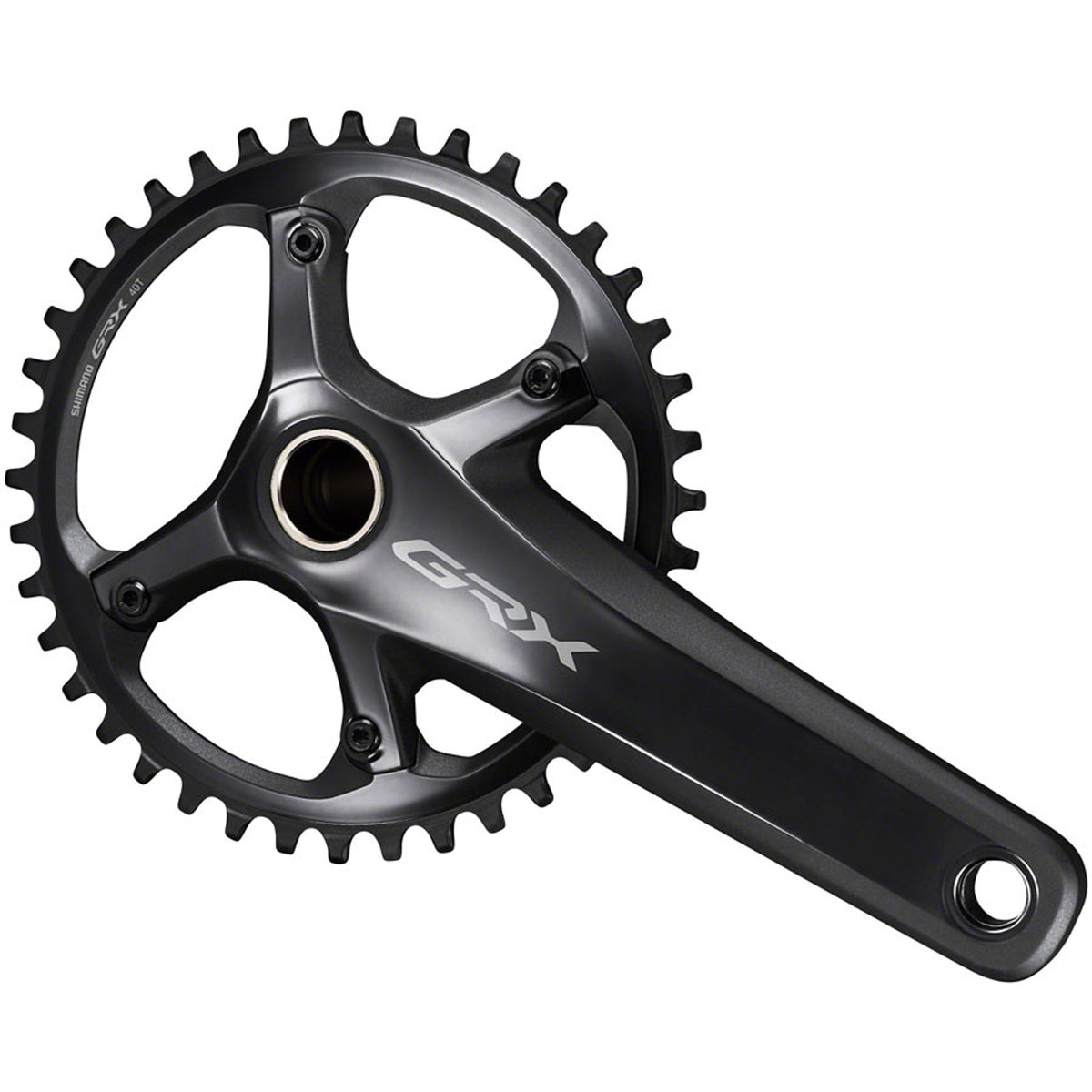 Shimano GRX FC-RX810 crankset with crank arms and chainrings, designed for gravel and adventure cycling.