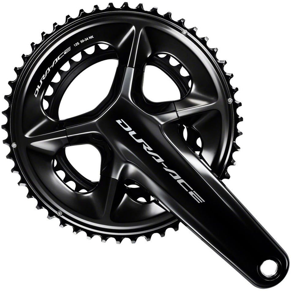 Shimano Dura-Ace FC-9200 12-speed crankset with lightweight aluminum arms and chainring, designed for high-performance road cycling.