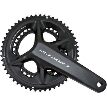 Shimano Ultegra FC-08 2x 11-Speed crankset with black crank arms and chainring, designed for road bicycles.