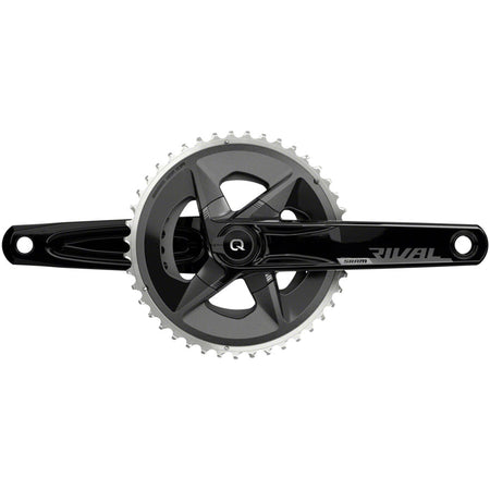 SRAM Rival AXS wide power meter crankset with 12-speed DUB spindle, black finish, shown with crank arms and chainring.
