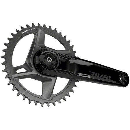 SRAM Rival AXS Wide Power Meter Crankset with 12-speed DUB spindle interface, black finish, and integrated power measurement.