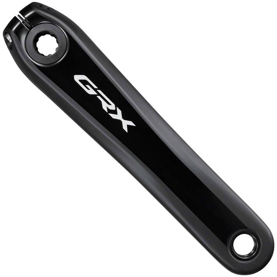 Shimano GRX FC-RX820 crankset with double chainring and black arm design, used on gravel or road bikes.