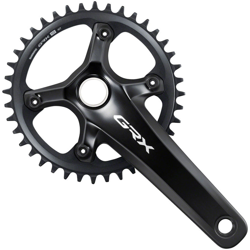 Shimano GRX FC-RX820 crankset with dual chainrings and robust crank arms, designed for gravel and adventure cycling.