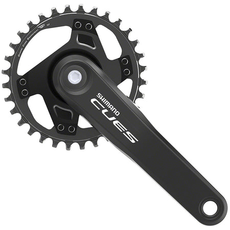 Shimano CUES FC-U4000-1 crankset with crank arms and chainring, black finish, for road bikes, shown on a white background.