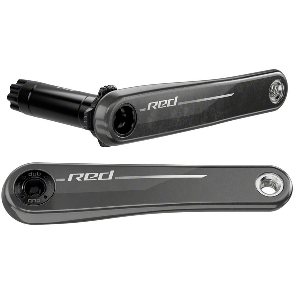 SRAM Red Crank Assembly E1 12-Speed carbon crankset with 8-bolt direct mount and DUB spindle interface, natural carbon finish.