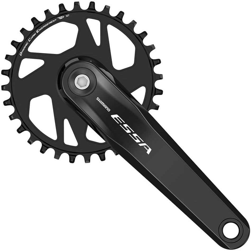 Shimano Essa FC-U2000-1 crankset with double chainrings and crank arms, shown in a close-up image.