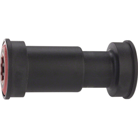 Black SRAM non-threaded bottom bracket for bicycles, showing the cylindrical metal component with smooth finish and branding details.