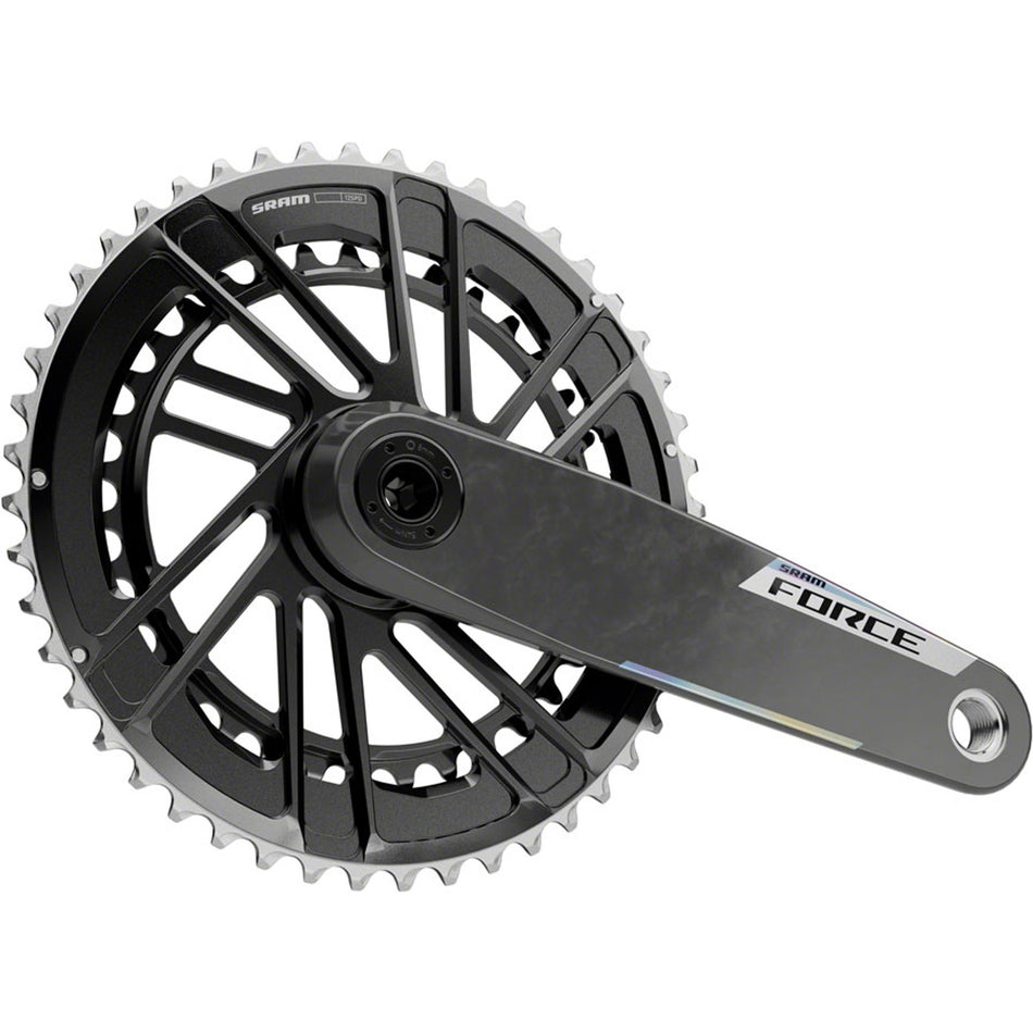 SRAM Force Crankset E1 with 12-speed, 8-bolt direct mount, DUB spindle, lightweight carbon construction, bike crankset.