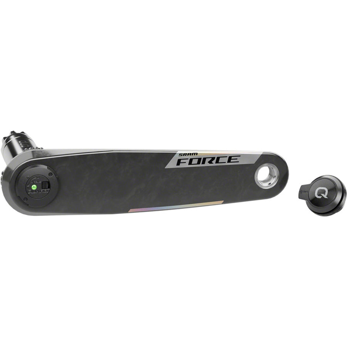 SRAM Force AXS left crank arm and power meter spindle assembly for 12/13-speed DUB PM spindle, carbon crankset component.