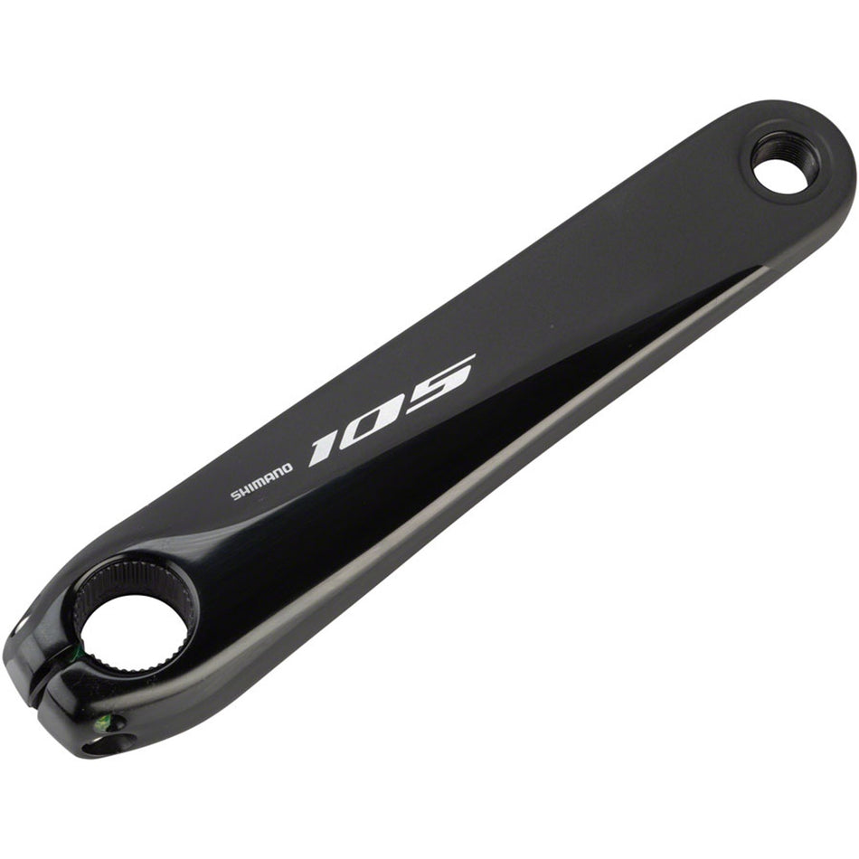 Shimano 105 left crank arm for crankset, showing a close-up of the black aluminum component with model CK9169.