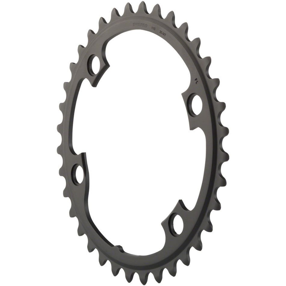 Shimano Ultegra R8000 11-speed chainrings and spider for road bike crankset, featuring sleek black finish.