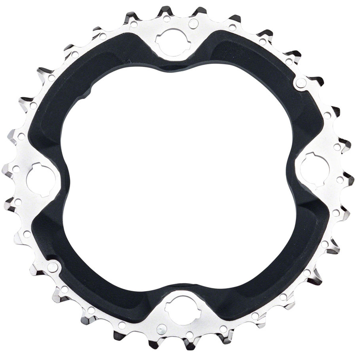 Shimano Deore M6000 10-speed chainring with black finish, designed for mountain bike cranksets and optimal gear shifting.