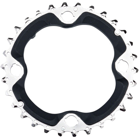 Shimano Deore M6000 10-speed chainring with black finish, designed for mountain bike cranksets and optimal gear shifting.